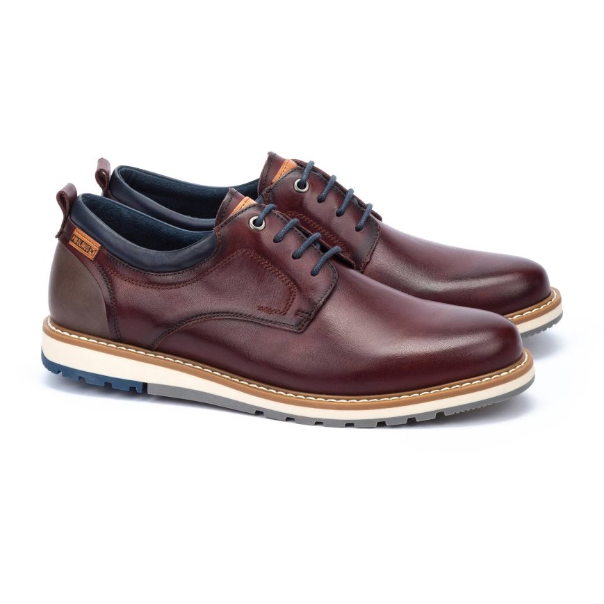 Men's Pikolinos BERNA Lace Up Shoes Dark Red | NZ O9820Q1